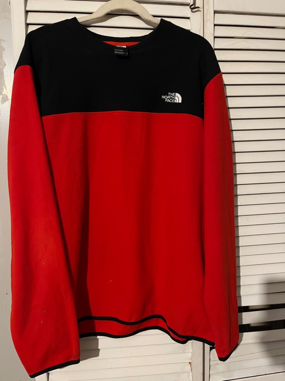 The North Face TKA Glacier Fleece Crewneck Sweatshirt - Red/Black - XL